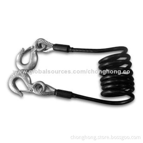 Wire Rope Accessories with Eye Hooks and Thimbles on Both Ends, Black Plastic Coated Aircraft Cable